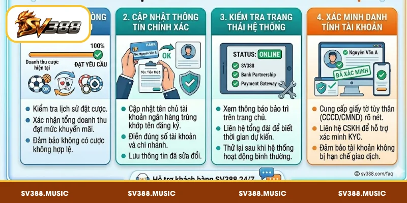 SV388 Rút Tiền Không Được – 4 Nguyên Nhân & Cách Fix 3 Cách khắc phục lỗi rút tiền SV388