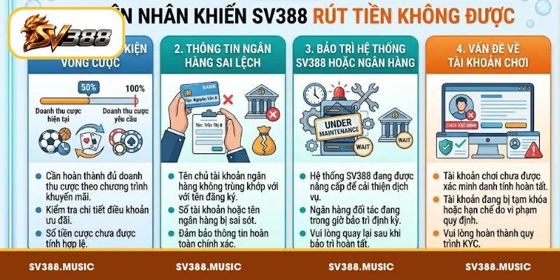 SV388 Rút Tiền Không Được – 4 Nguyên Nhân & Cách Fix 2 4 nguyên nhân khiến SV388 rút tiền không được